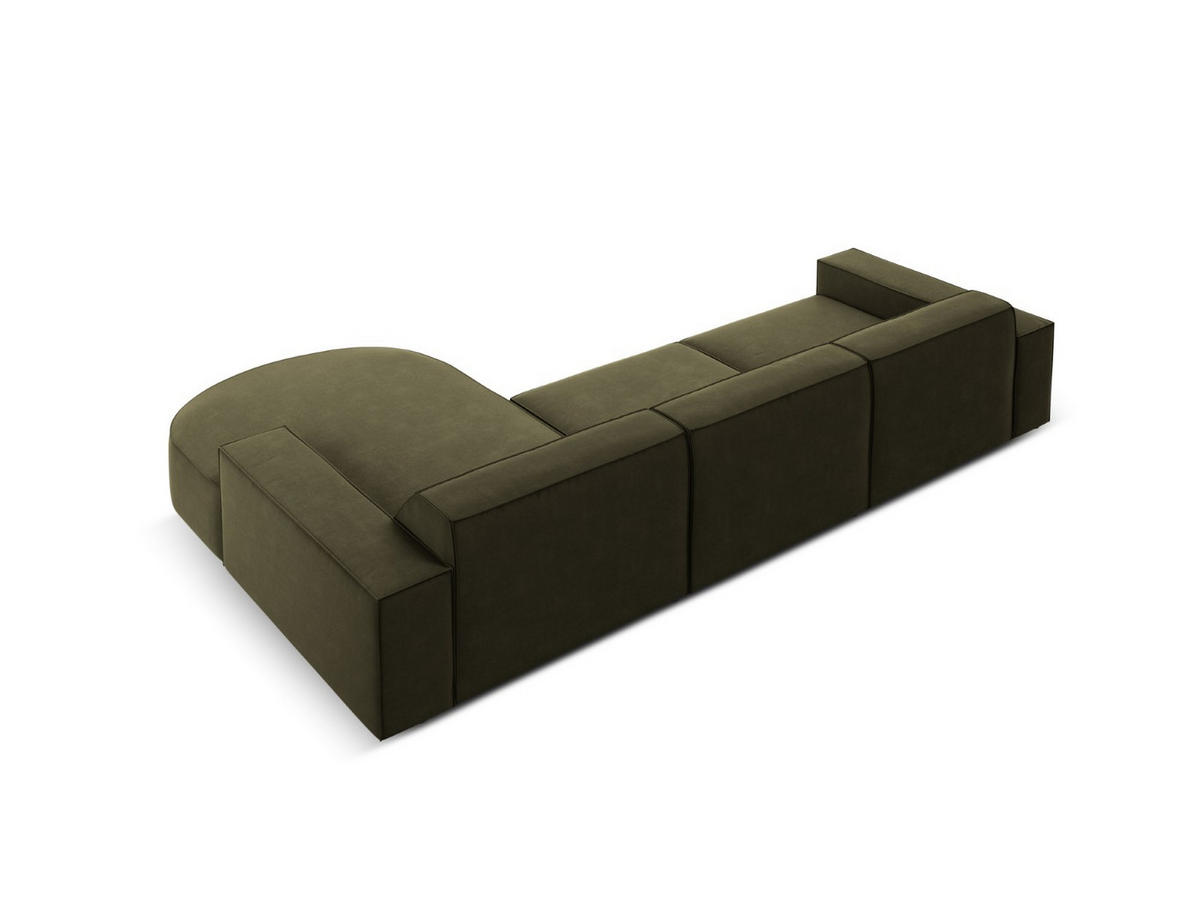 ECKSOFA rechts Jodie aus Samt grün 4 Sitzplätze - Grün, Textil (166/284cm) - Micadoni