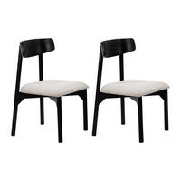 STUHL 2er-Set - Bouclé-Stoff & Mangoholz - Weiß - TAMENIA - Schwarz, Holz (55/84/46cm) - Vente-Unique