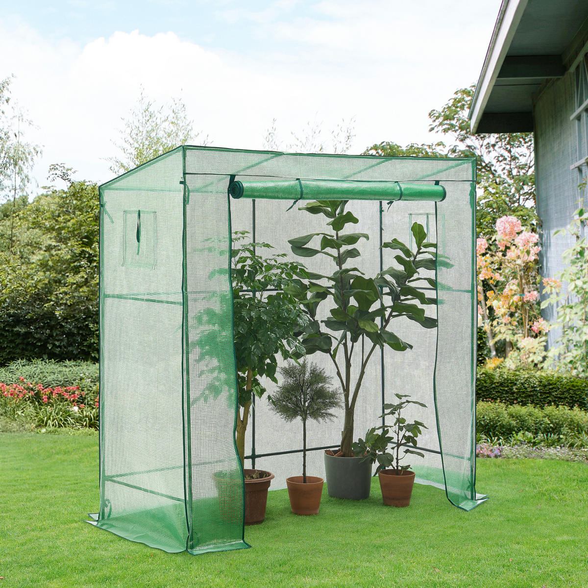 GEWÄCHSHAUS Vlaardingen - Grün, Kunststoff (198/200/78cm) - [en.casa]