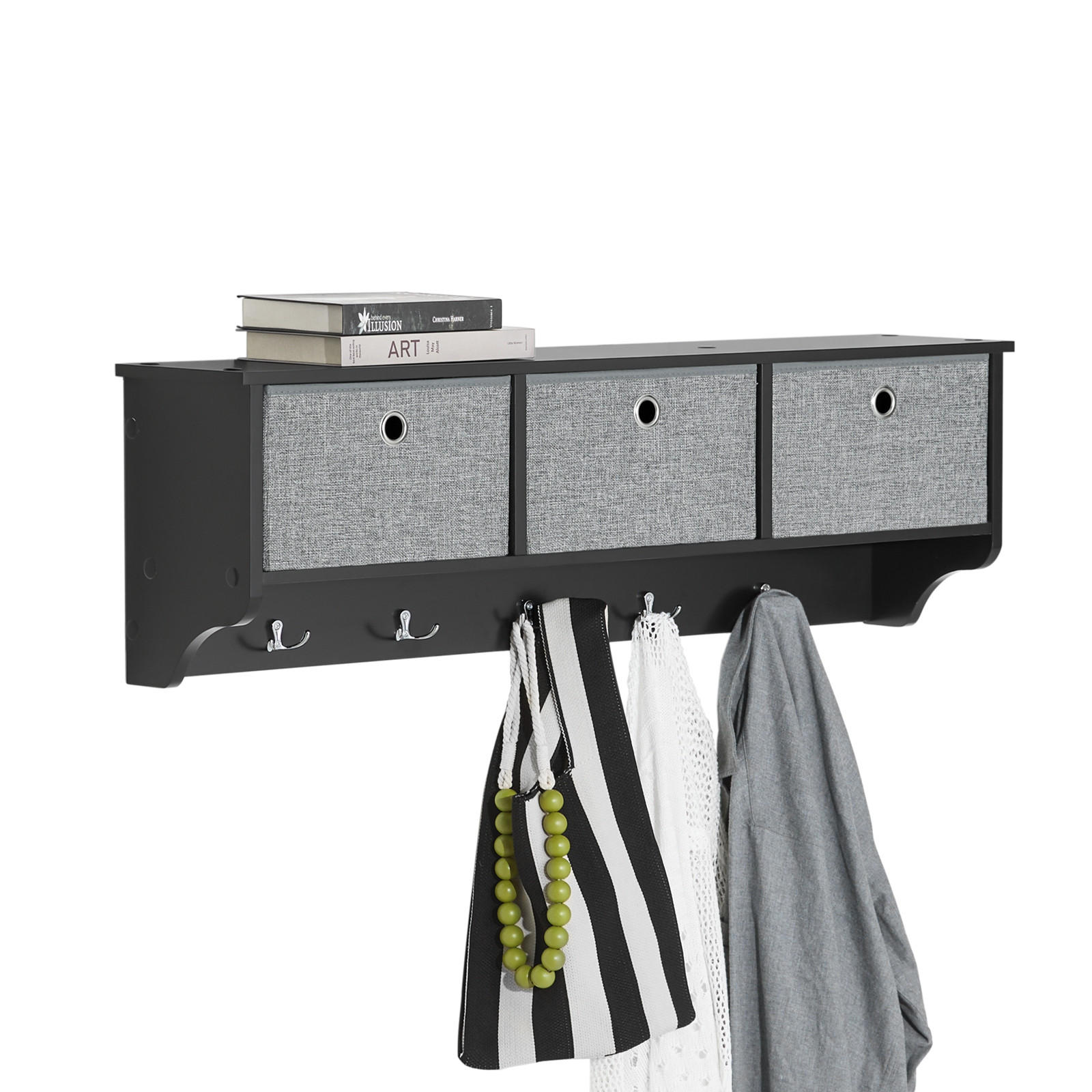 WANDGARDEROBE Schwarz - Schwarz, Holzwerkstoff (100/30/20cm) - SoBuy