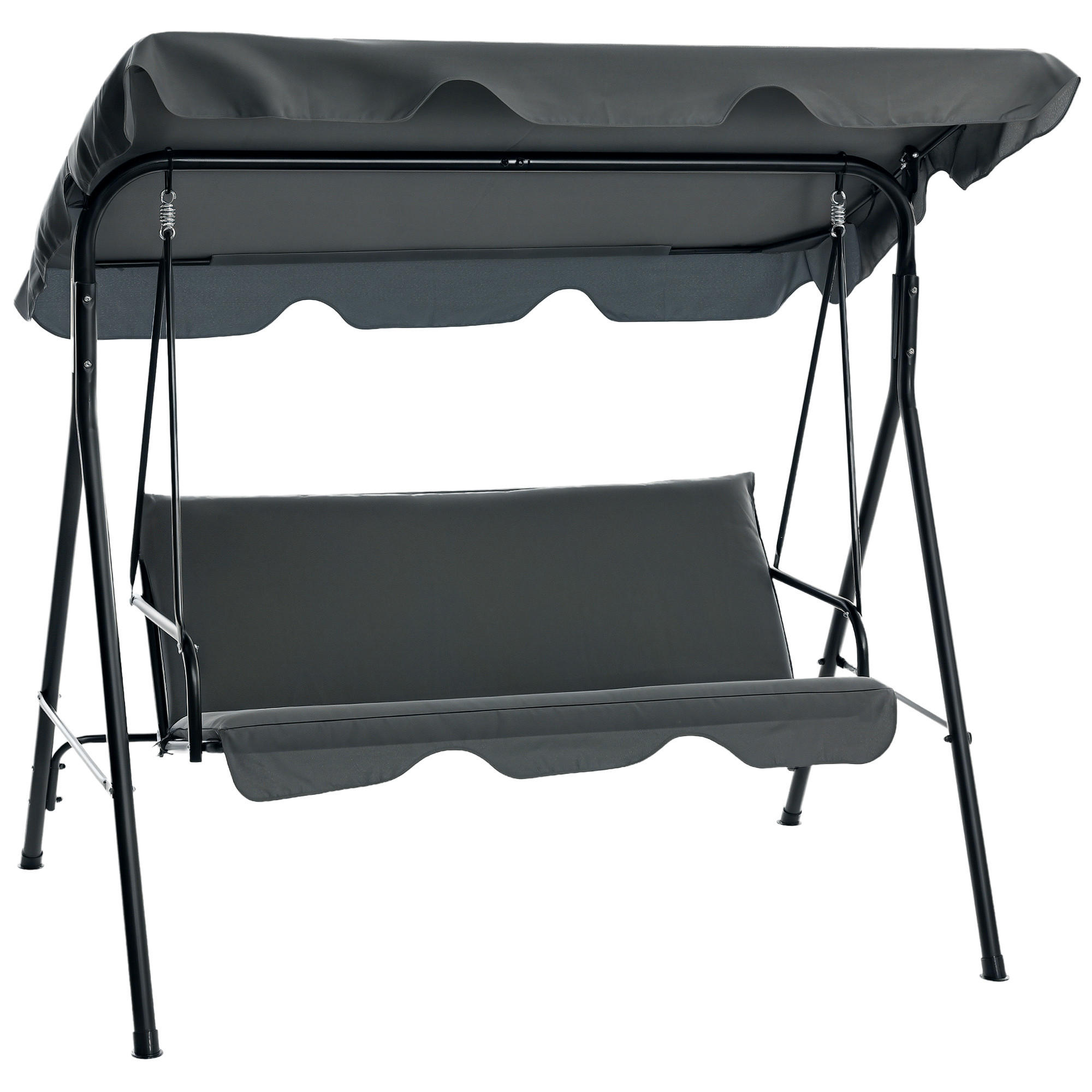 HOLLYWOODSCHAUKEL DE-07095 3-Sitzer, mit Dach, Stahl Grau - Grau, Metall (172/153/110cm) - ComfortXL