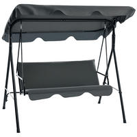 HOLLYWOODSCHAUKEL DE-07095 3-Sitzer, mit Dach, Stahl Grau - Grau, Metall (172/153/110cm) - ComfortXL