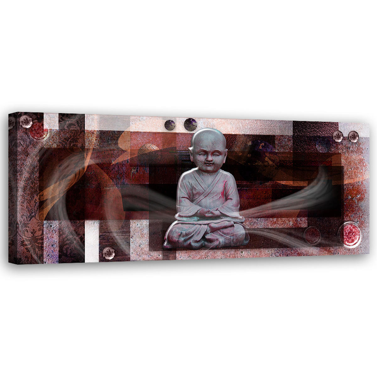WANDBILD feng shui buddha statue - Braun, Textil (90/30cm) - Feeby