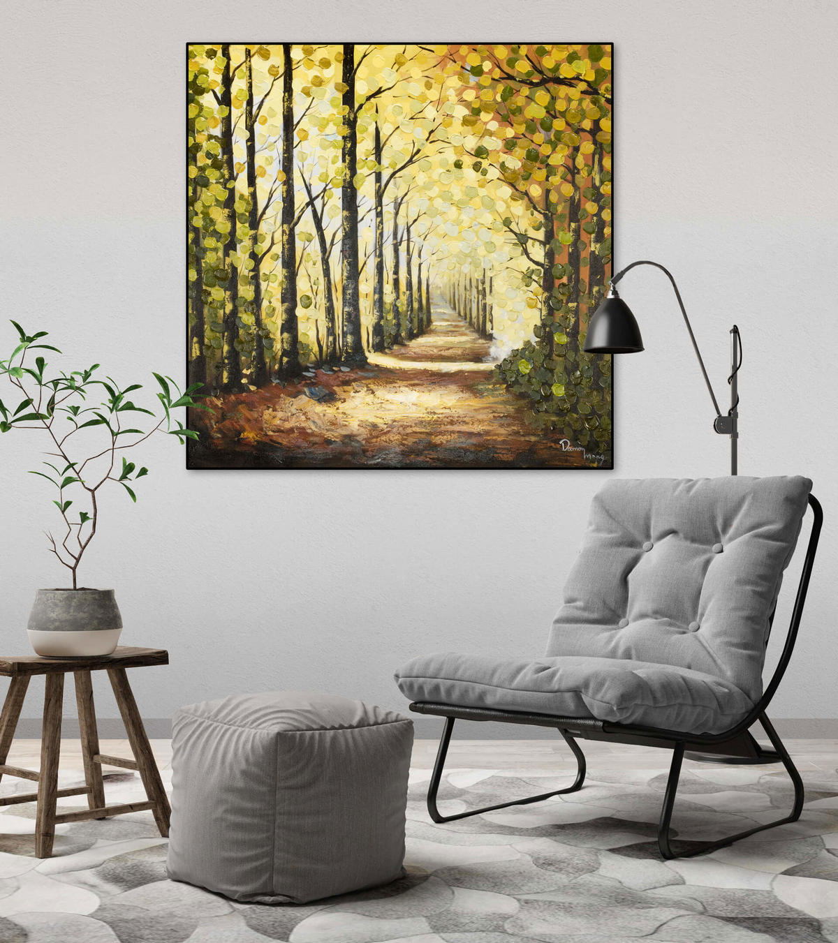 ACRYLBILD HANDGEMALT 80/80 cm - Braun/Grün, Holz/Textil (1.5/80cm) - KUNSTLOFT