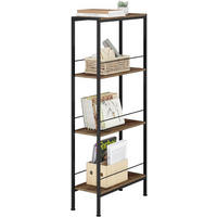 STANDREGAL mit 4 Ebene, 50x110x20cm, Vintage-Braun+Schwarz - Dunkelbraun/Schwarz, Holzwerkstoff/Metall (50/110/20cm) - Woltu