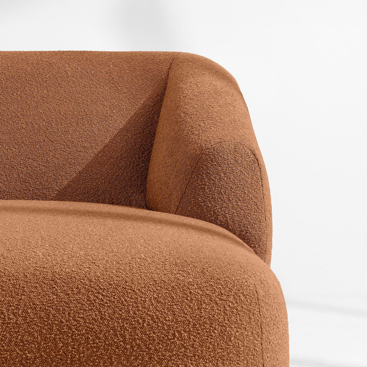 ECKSOFA RECHTS VIRA, Rost, Bouclé - Rotbraun/Schwarz, Holz/Holzwerkstoff (300/160cm) - KONSIMO®