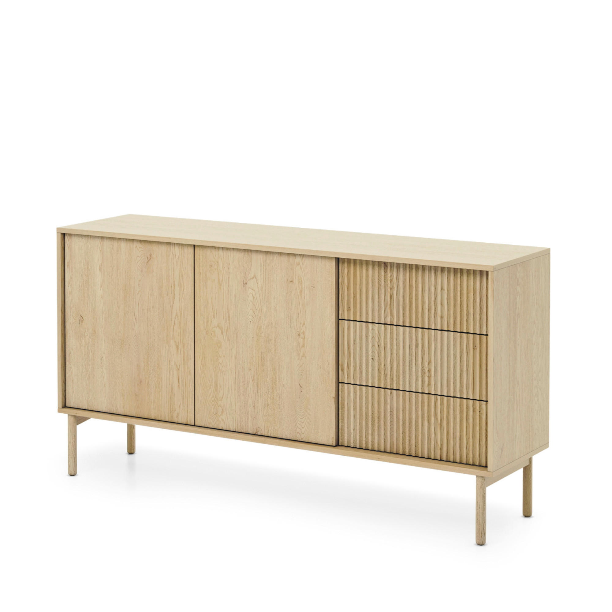 SIDEBOARD TAU KOM2 Reliefierte Fronten aus MDF-Platte Eiche Cremona Eiche Cremona - Eiche Bianco/Eichefarben, Glas/Holz (154/80/40cm) - Komodee
