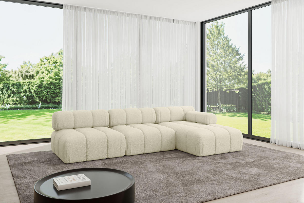 ECKSOFA modulares Sofa Razon-L2 - 285x160x70 cm Beige Bouclé - Beige, Holzwerkstoff/Textil (285/160cm) - ALTDECOR