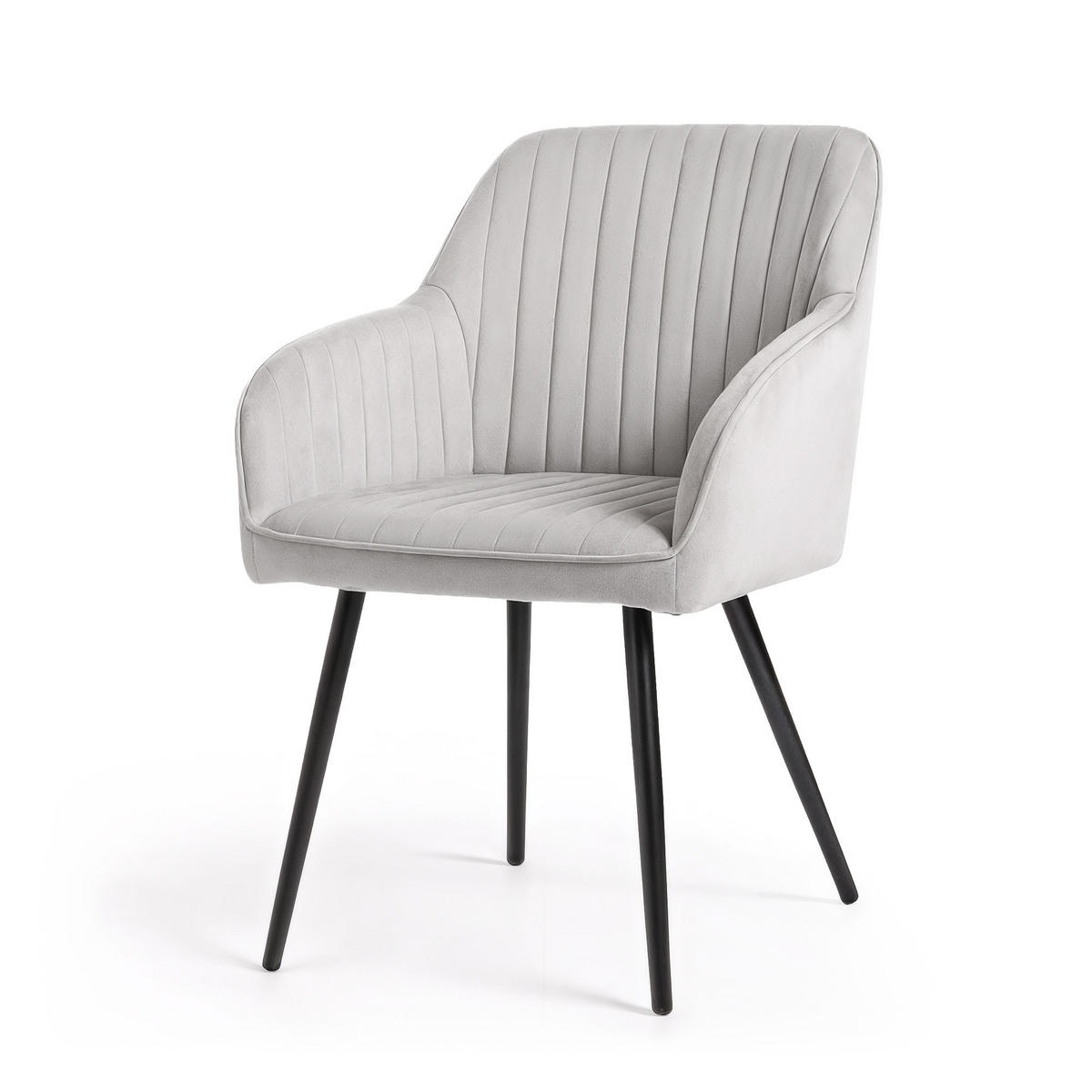 POLSTERSTUHL 4er Set, Metallbeine Grau, Schwarz 54,5/82/58 - Schwarz/Grau, Textil (55/82/58cm) - RAUMHIRSCH FURNITURE