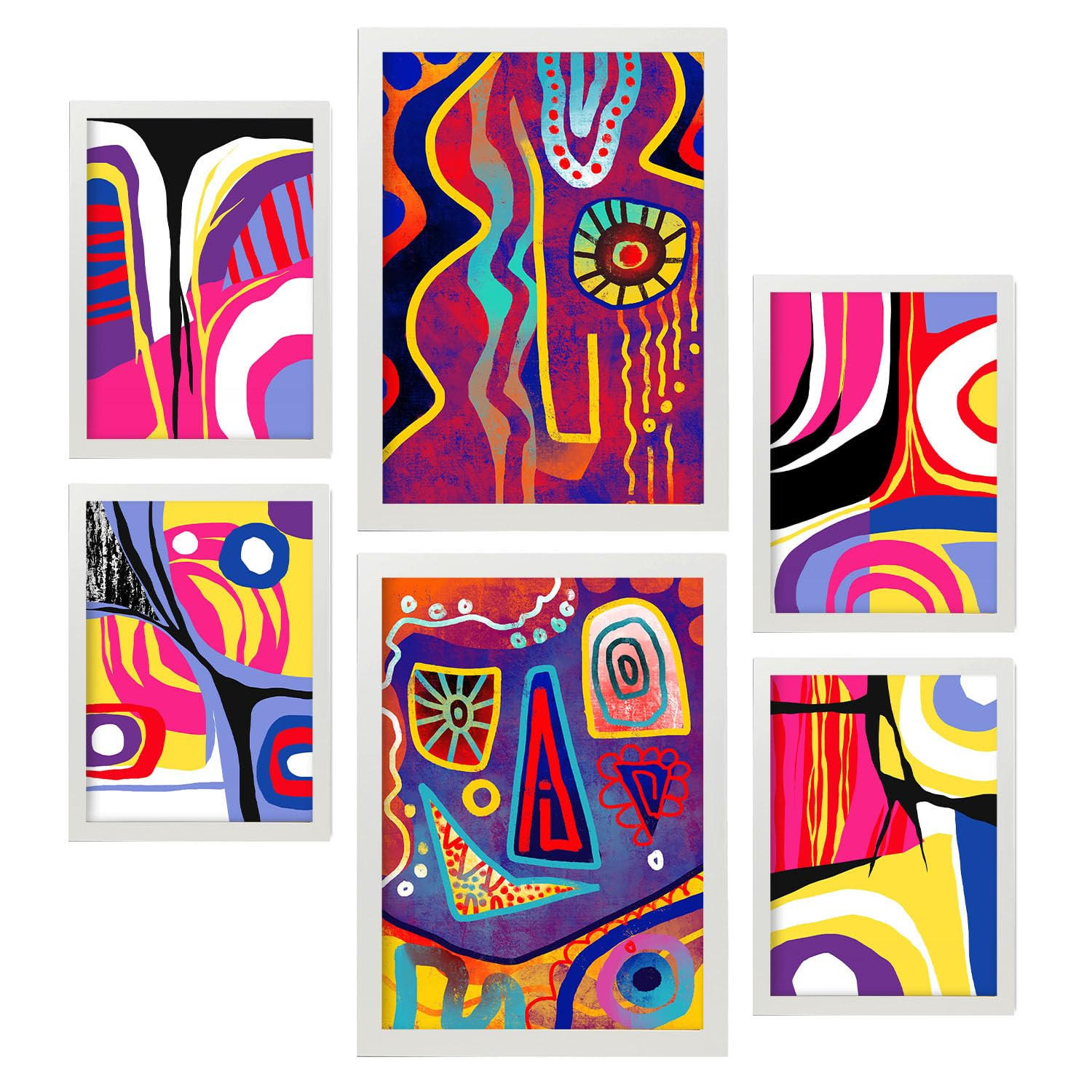 POSTER Set Mit 6 Gotisch Laut In Liebhaber Abstrakt A3 & A4 Weißer Rahmen - Weiß, Papier (29/3cm) - Nacnic
