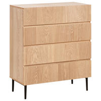 KOMMODE mit 4 Schubladen Naturfarbene Esche Blythe - Schwarz/Braun, Holzwerkstoff (80/95/40cm) - Beliani