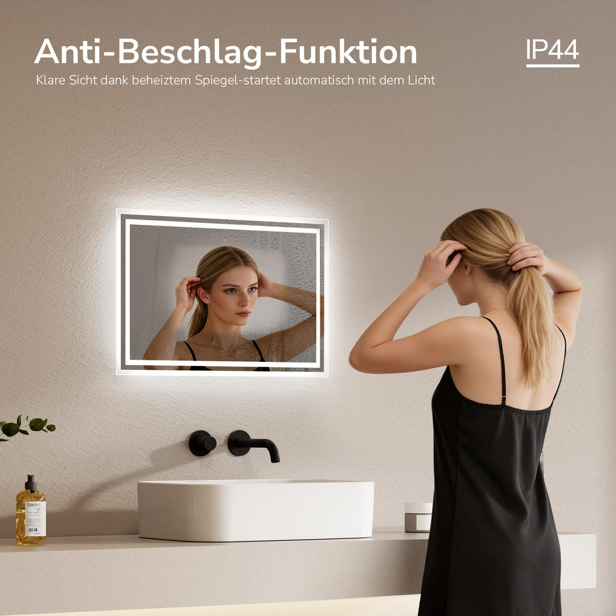 BADSPIEGEL mit Beleuchtung 60/40/3,5 cm - Transparent, Glas (60/40/3.5cm) - EMKE