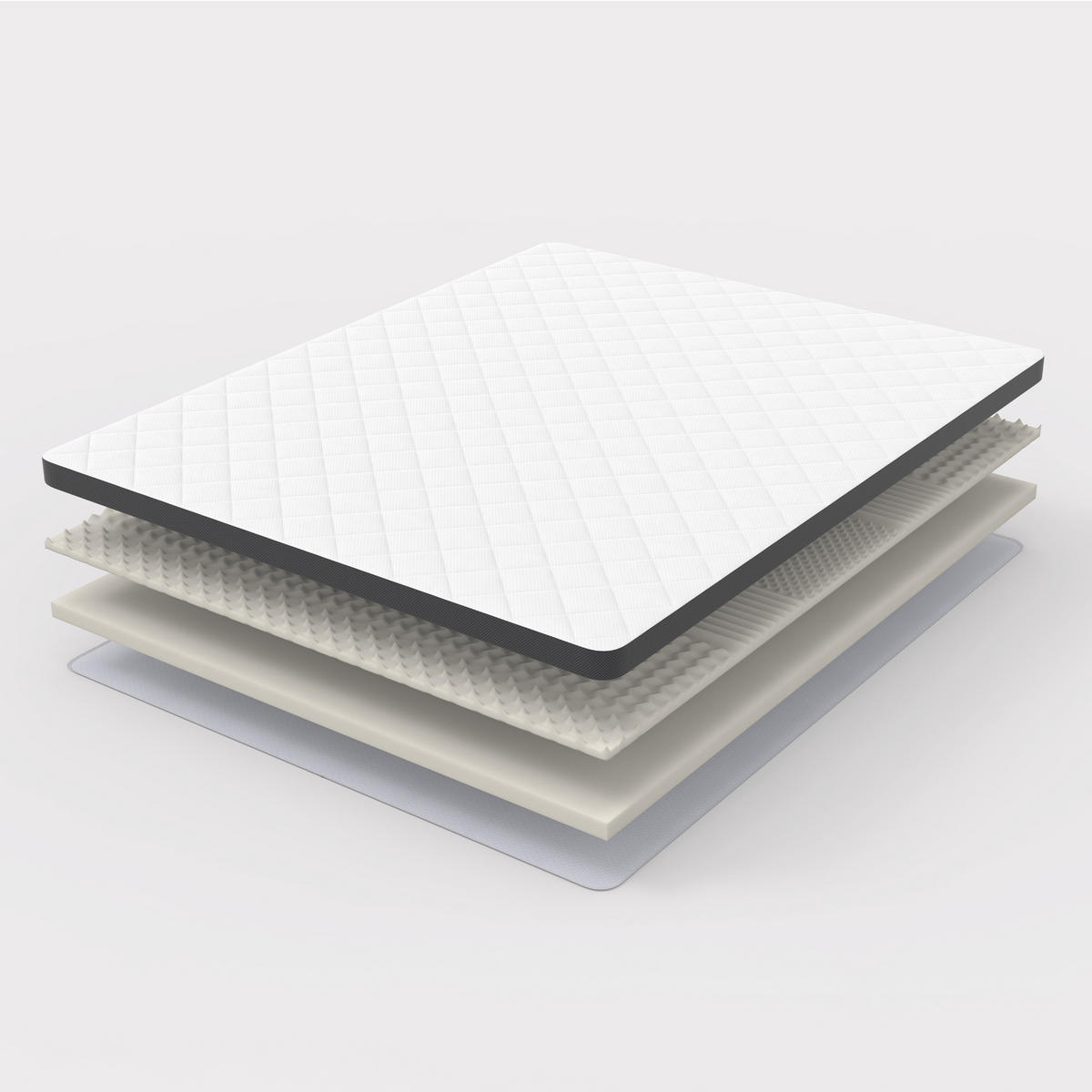 KOMFORTSCHAUMMATRATZE 90/200 cm Weiß + Grau Höhe 7 cm, H3 - Weiß, Textil (90/200cm) - Oxeza