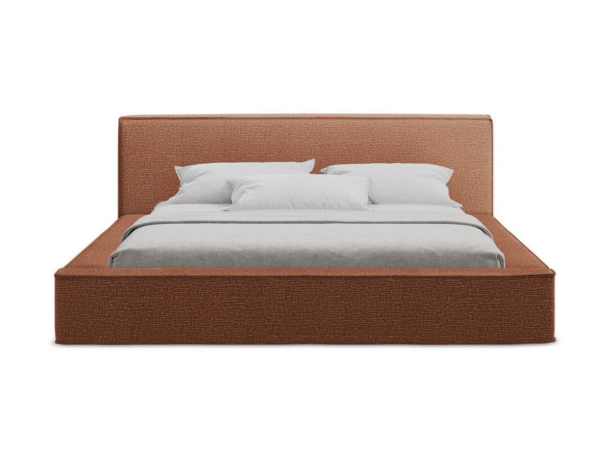 POLSTERBETT mit Bettkasten und Lattenrost 180x240 Orange - Terra cotta/Schwarz, Kunststoff/Textil (140/200cm) - Makamii