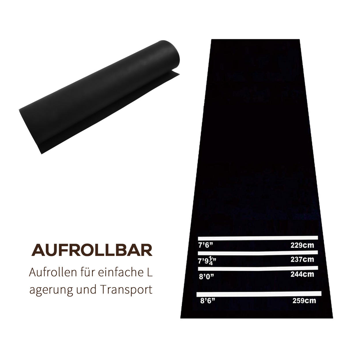 DARTMATTE - Schwarz, Kunststoff (61/300cm) - HOMCOM