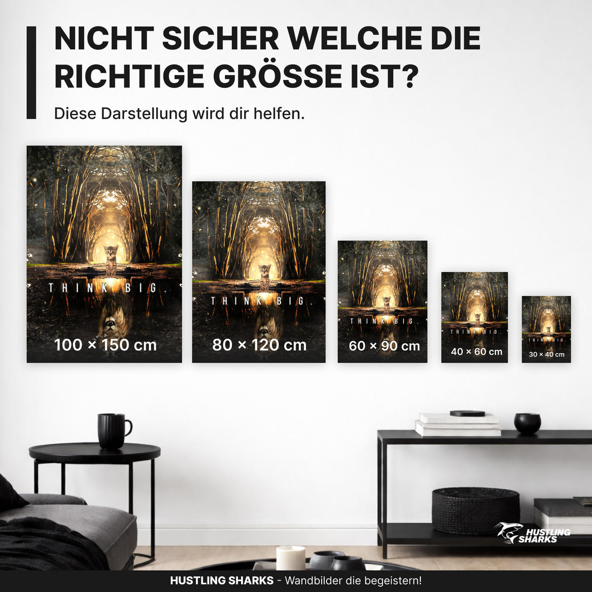 LEINWANDBILD Think Big 60x90 cm - Weiß, Papier (60/2cm) - Hustling Sharks