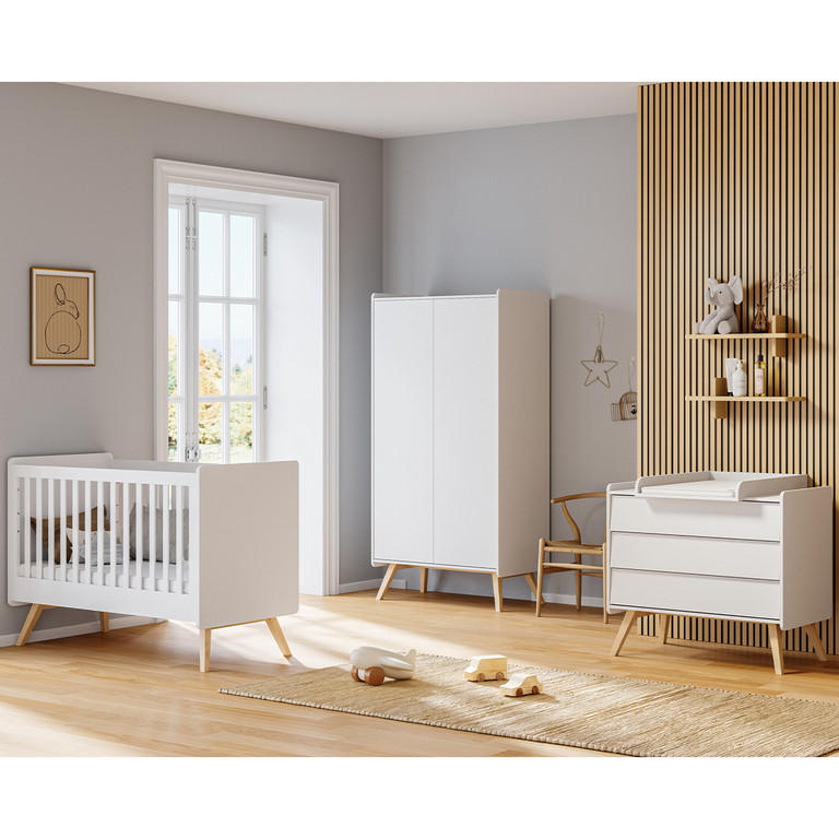 BABYZIMMER 3-teilig Vintage Weiß - Weiß, Holzwerkstoff (125/103/65cm) - Petits-meubles