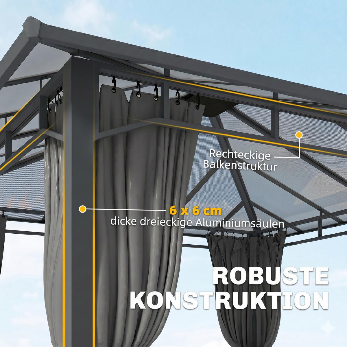 PAVILLON Metall Polycarbonat Dunkelgrau - Dunkelgrau, Textil/Metall (302/267/302cm) - Outsunny