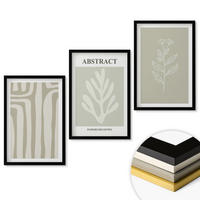 WANDBILDER 3er-Set - 40x60 cm Schwarzer Rahmen - Abstrakte Pflanzenmuster - Schwarz, Kunststoff (40/60cm) - ArtPrintCave