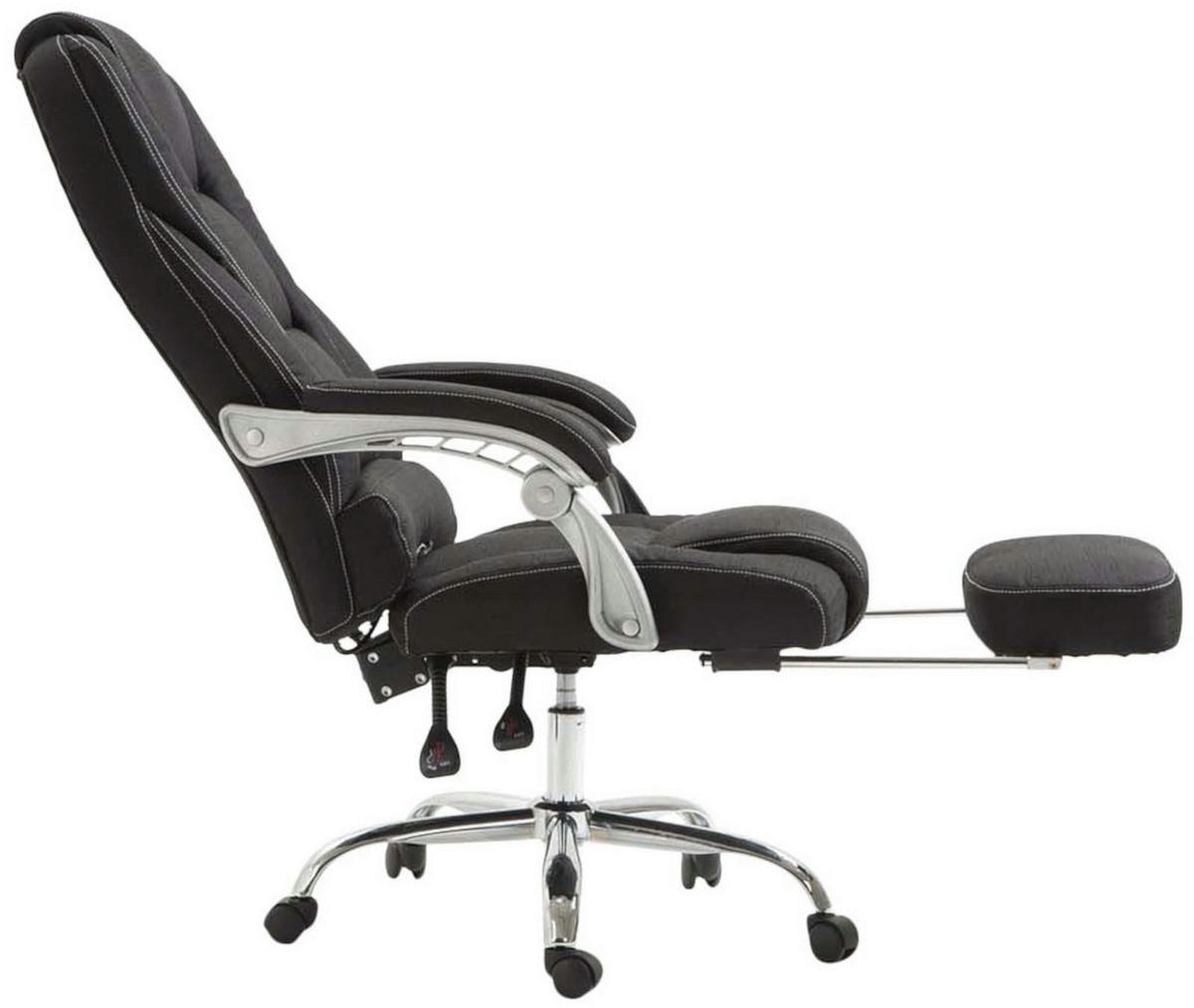 CHEFSESSEL Stoff schwarz - Chromfarben/Schwarz, Textil/Metall (68/118/64cm) - CLP