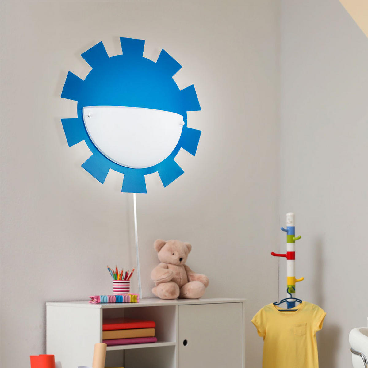 LED WANDLEUCHTE Stahl Blau - Blau, Glas (35/8/35cm)