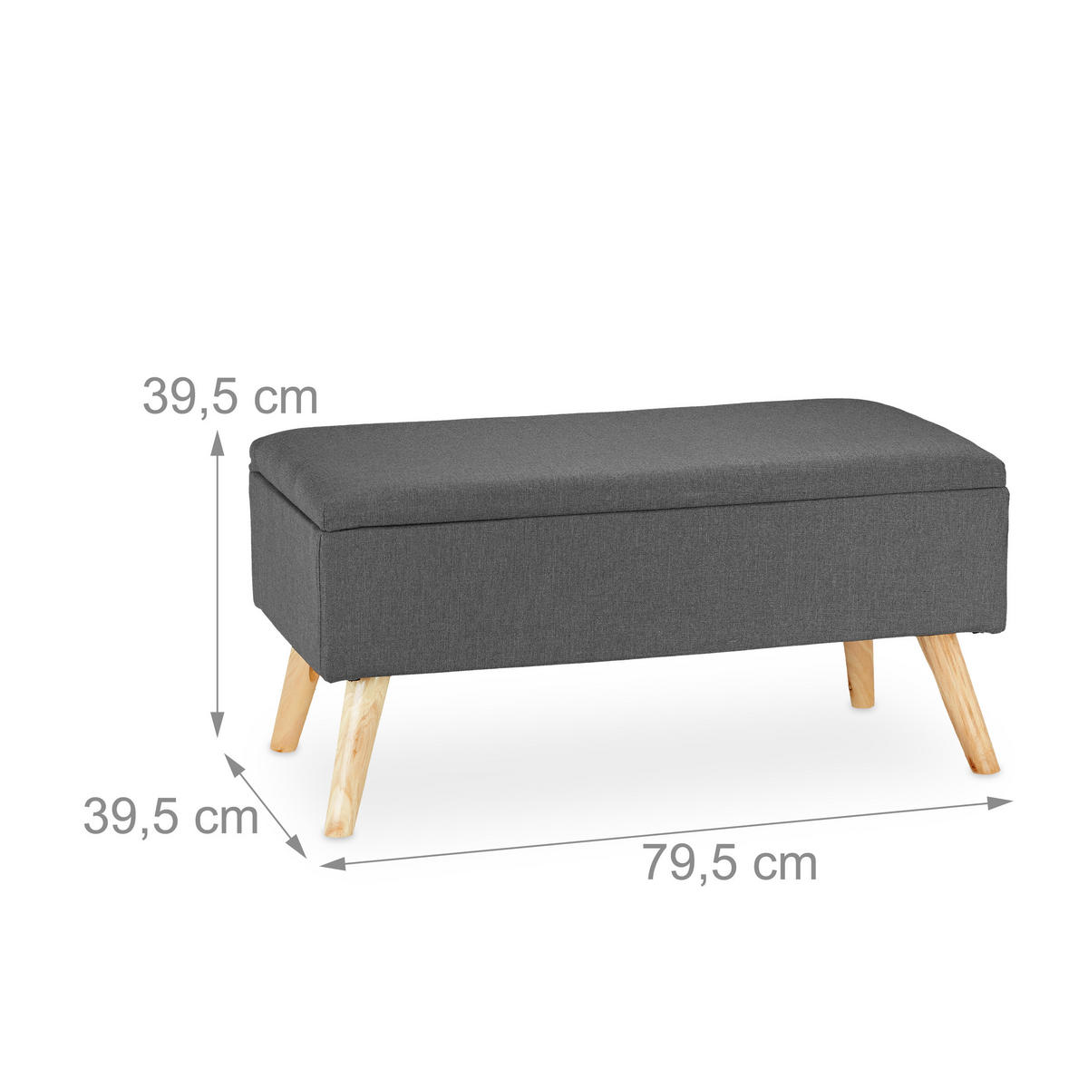SITZBANK - Anthrazit, Holz/Holzwerkstoff (79.5/39.5/39.5cm) - Relaxdays