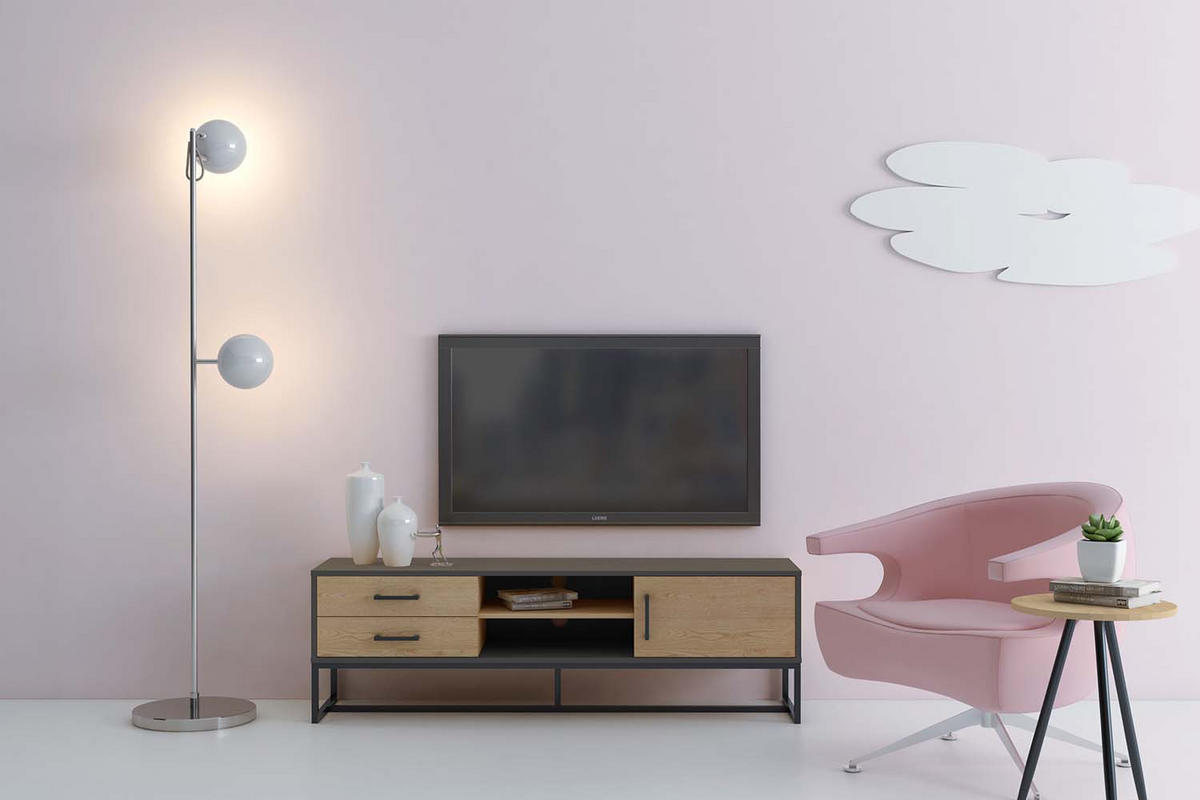 TV-MÖBEL detroit schwarz 160 cm - Schwarz, Metall (160/50/40cm) - Concept Usine