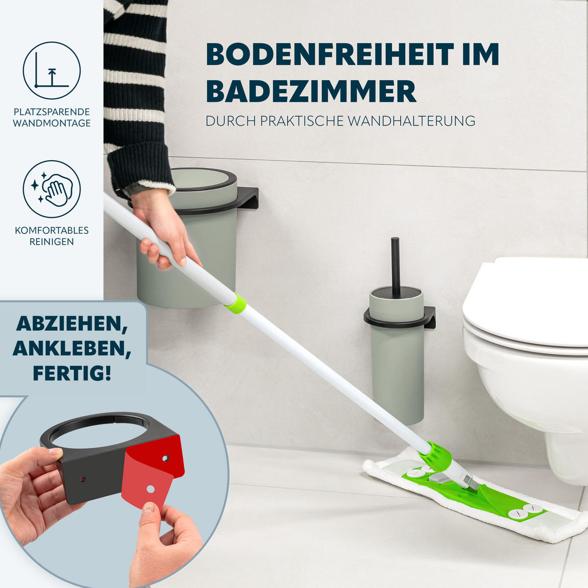 WC-GARNITUR SAVONA, salbei, Kunststoff - Salbeigrün, Kunststoff (12/36.5/13cm) - bremermann