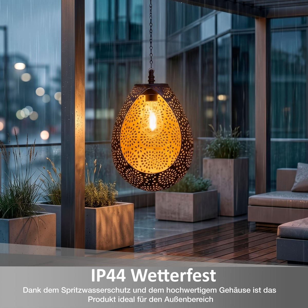 SOLAR-HÄNGELEUCHTE Orientalisch kupfer 18x52cm Metall Outdoor-Leuchte - Schwarz, Metall (18/18/52cm) - Northpoint