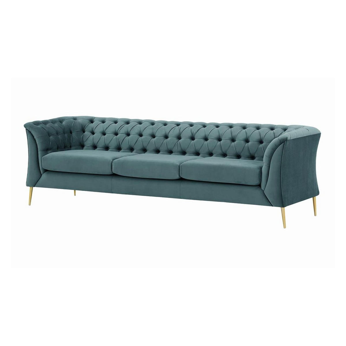 DREISITZER-SOFA Chesterfield Modern-Velluto 12 - Blau, Holz/Textil (248/74/80cm)