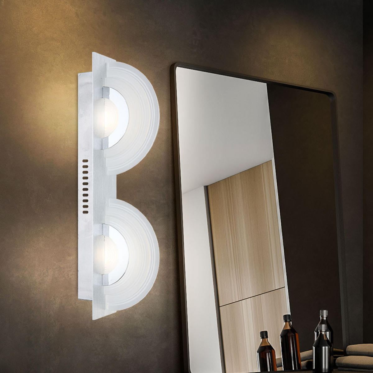 LED WANDLEUCHTE Aluminium Silber 2er Set - Silberfarben, Glas (6/13.7/46cm) - Globo Lighting
