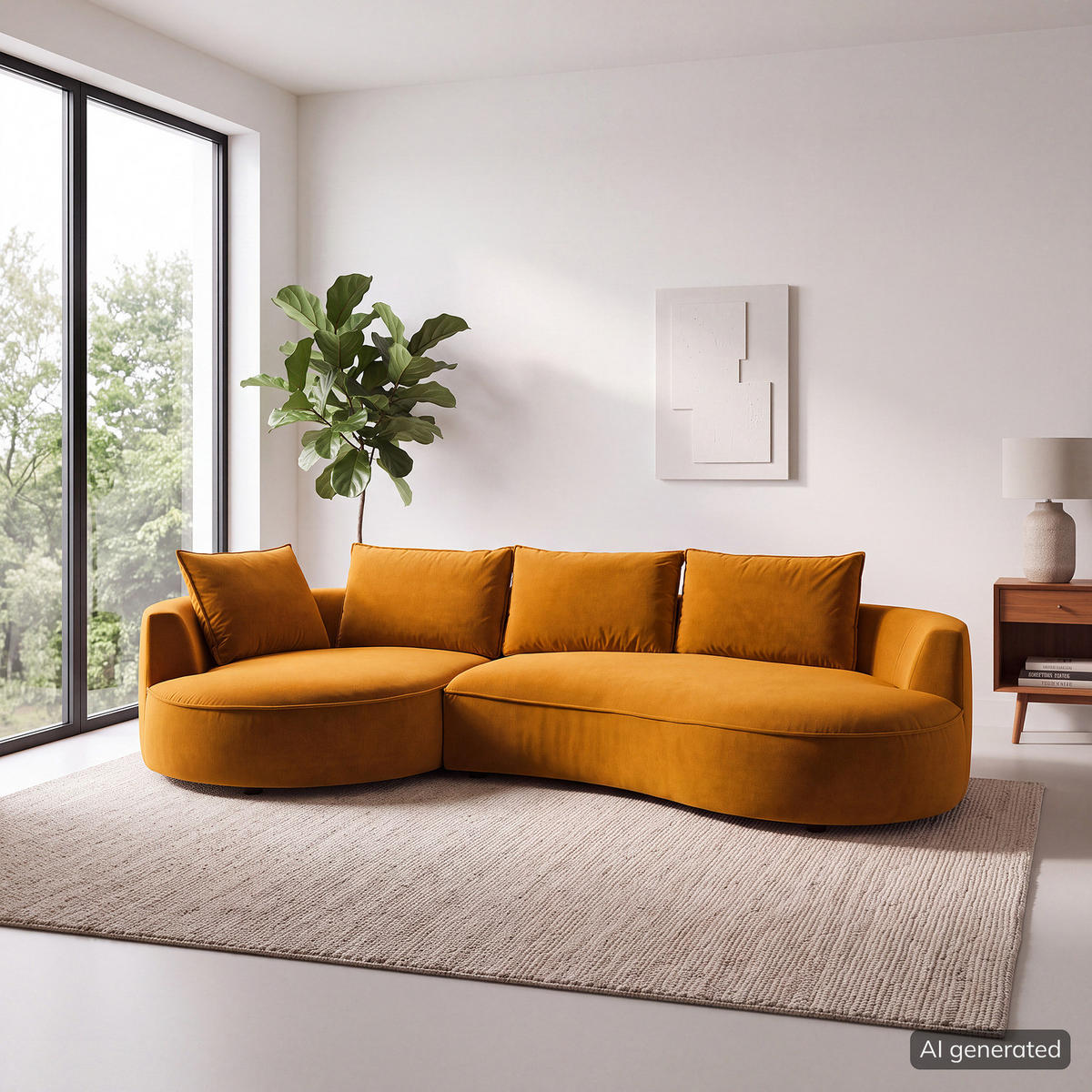 BIGSOFA - Gelb/Orange, Naturmaterialien/Kunststoff (322/82/154cm) - home24