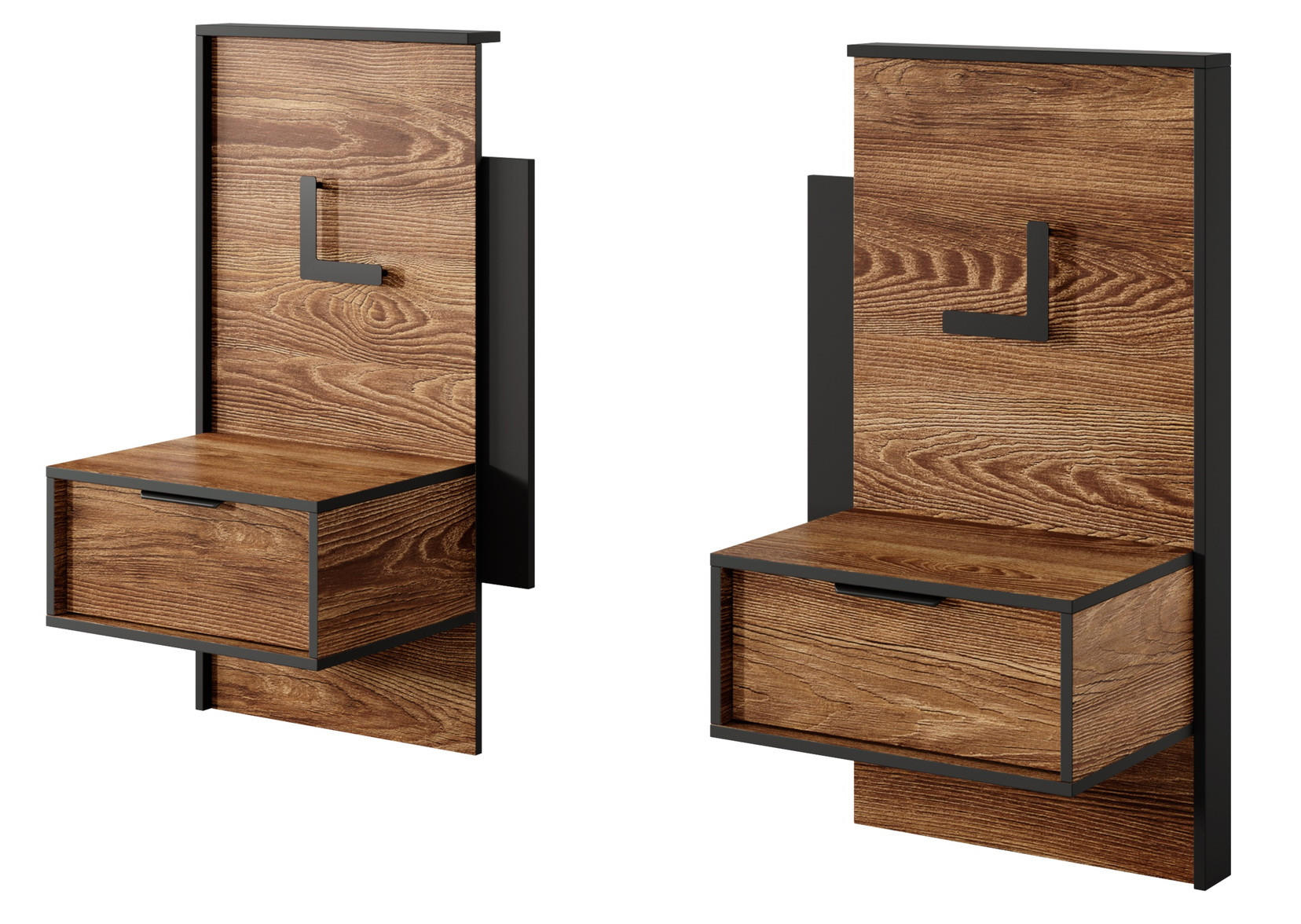 NACHTTISCHE mit LED 50 cm Taviano - Eichefarben, Holz (49/102/49cm) - Emporius
