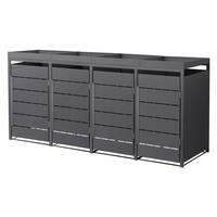 MÜLLTONNENBOX 4er mit Pflanzdach 240L 260x80x124 cm Anthrazit aus Stahl - Anthrazit, Metall (80/124/260cm) - ML-DESIGN