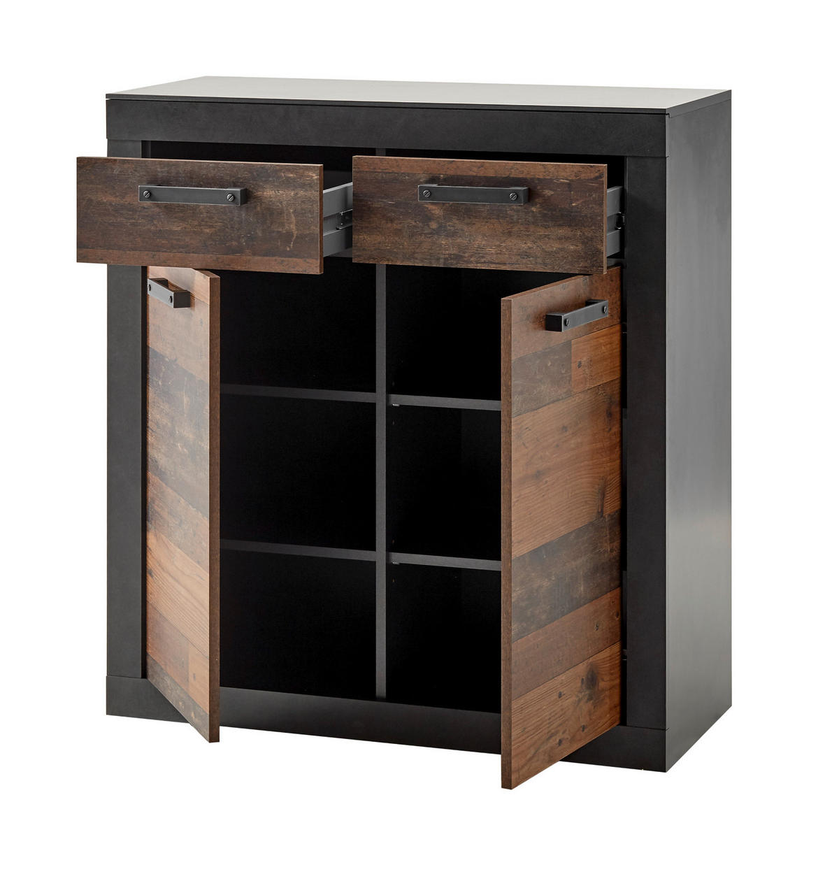 KOMMODE Old Used Wood Shabby Design mit grau, 92 x 104 cm - Dunkelgrau/Braun, Holzwerkstoff/Kunststoff (92/104/40cm) - Furn.Design
