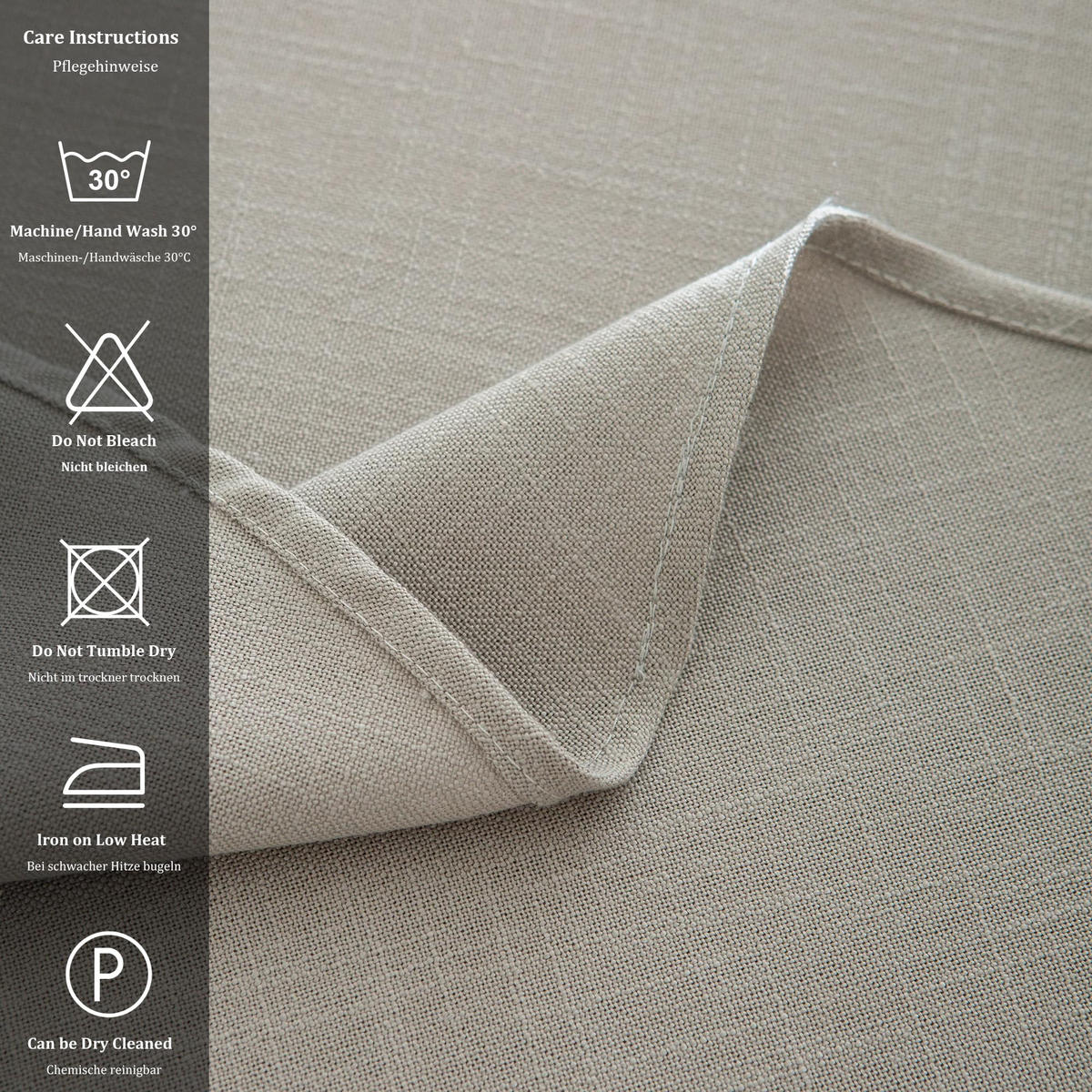 TISCHDECKE rund Ø140cm Hellgrau Leinenoptik Wasserabweisend Waschbar - Grau, Textil (140/140cm) - SHOPENTRA