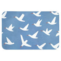 WC PŘEDLOŽKA Ptáci - bílá - vzor 90x60 cm - modrá, textil/plast (90/1cm) - OnlyWow