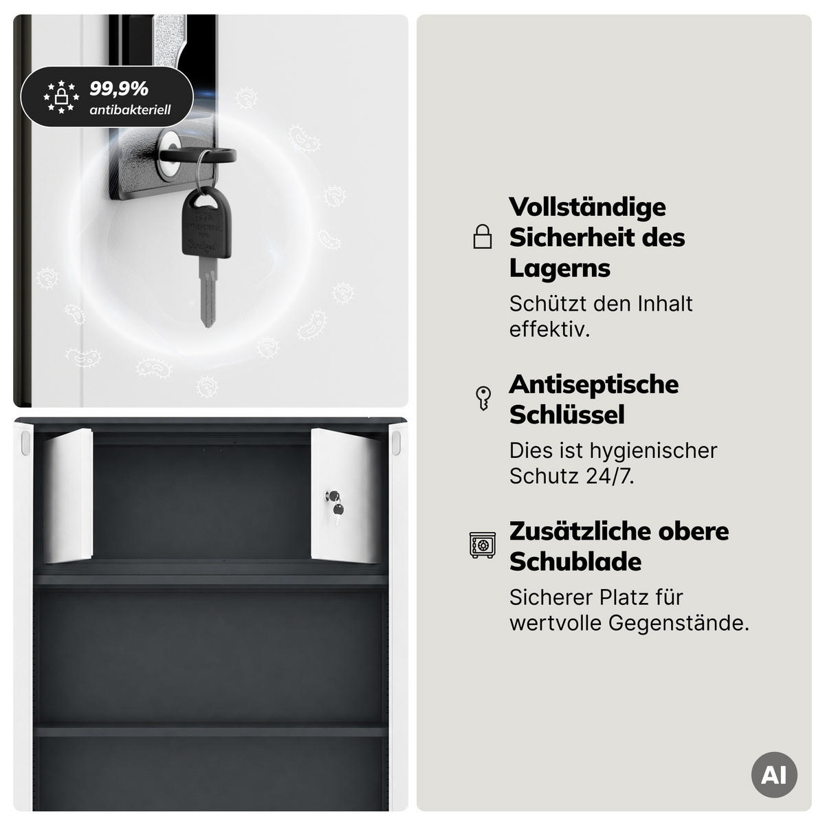 METALLSCHRANK mit Stauraum TOMASZ 185x90x45 cm - Anthrazit/Weiß, Metall (90/185/45cm) - Jan Nowak