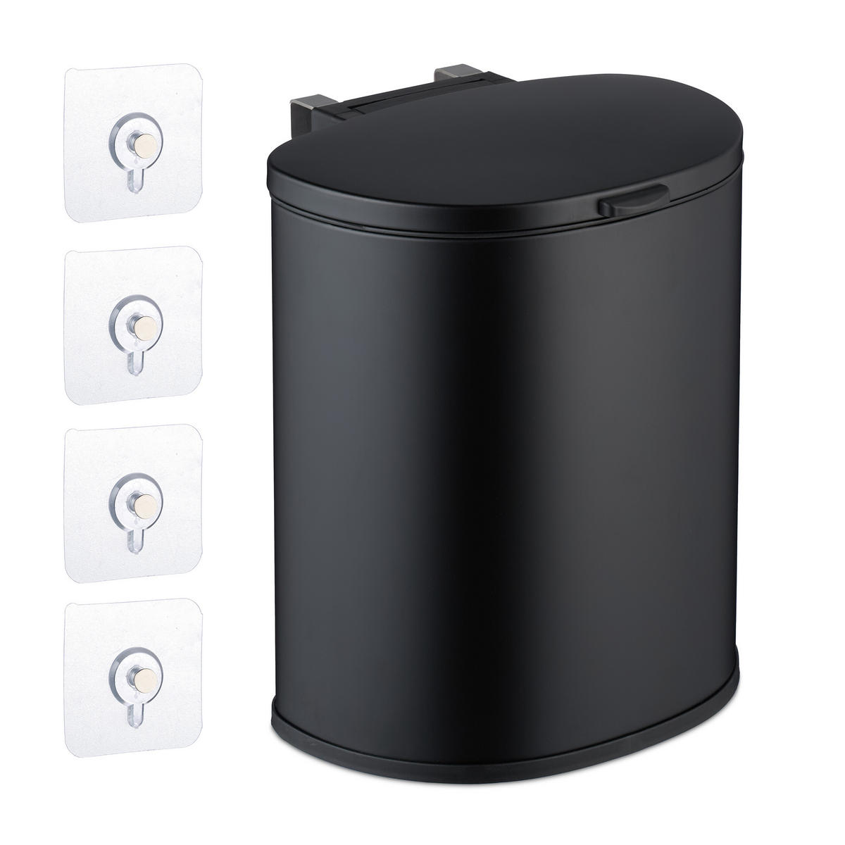 KÜCHENMÜLLEIMER - Schwarz, Kunststoff/Metall (28/32/25cm) - Relaxdays