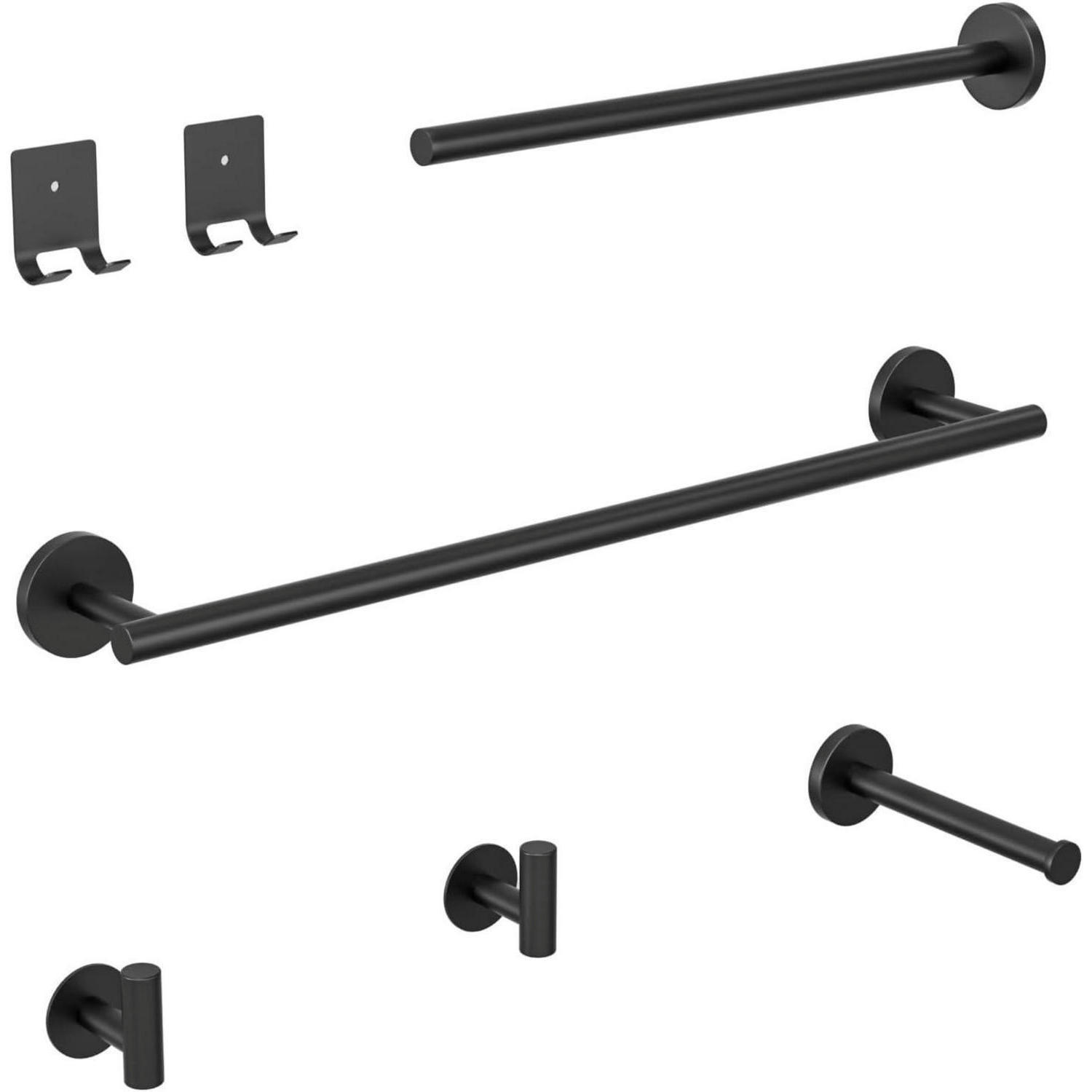 BADEZIMMER-SET 7-teilig Edelstahl Schwarz - Schwarz, Metall (7.5/66/15cm)