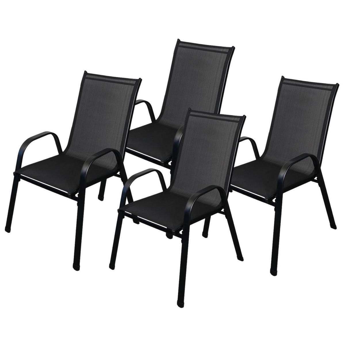 STAPELSTUHL 4er Set 93x69x61cm Sitzhöhe 43cm Stahl Schwarz - Schwarz, Metall (69/93/93cm) - CHEFGASTRO