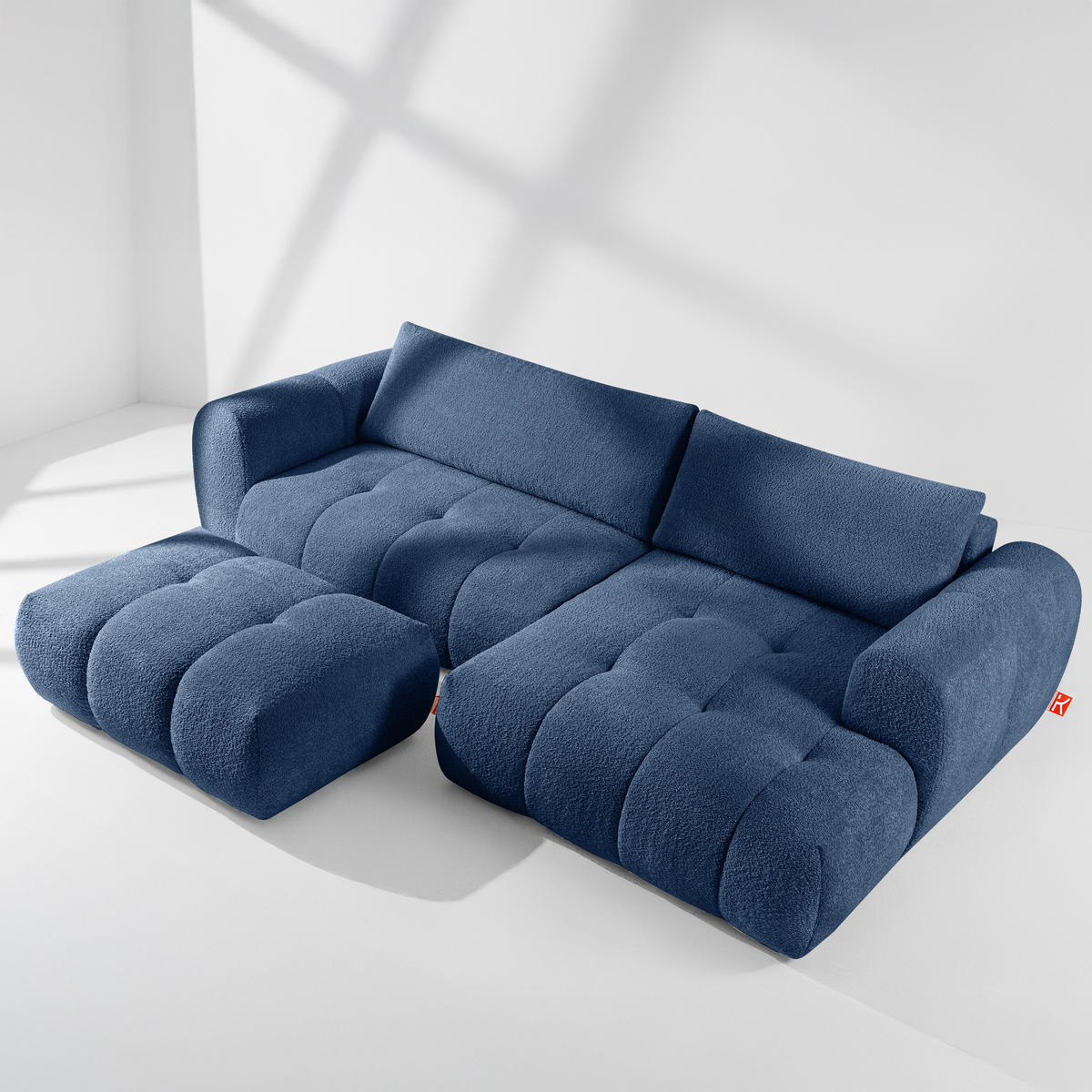 ECKSOFA RECHTS LIRA, Dunkelblau, Bouclé - Dunkelblau, Holz/Holzwerkstoff (295/112cm) - KONSIMO®