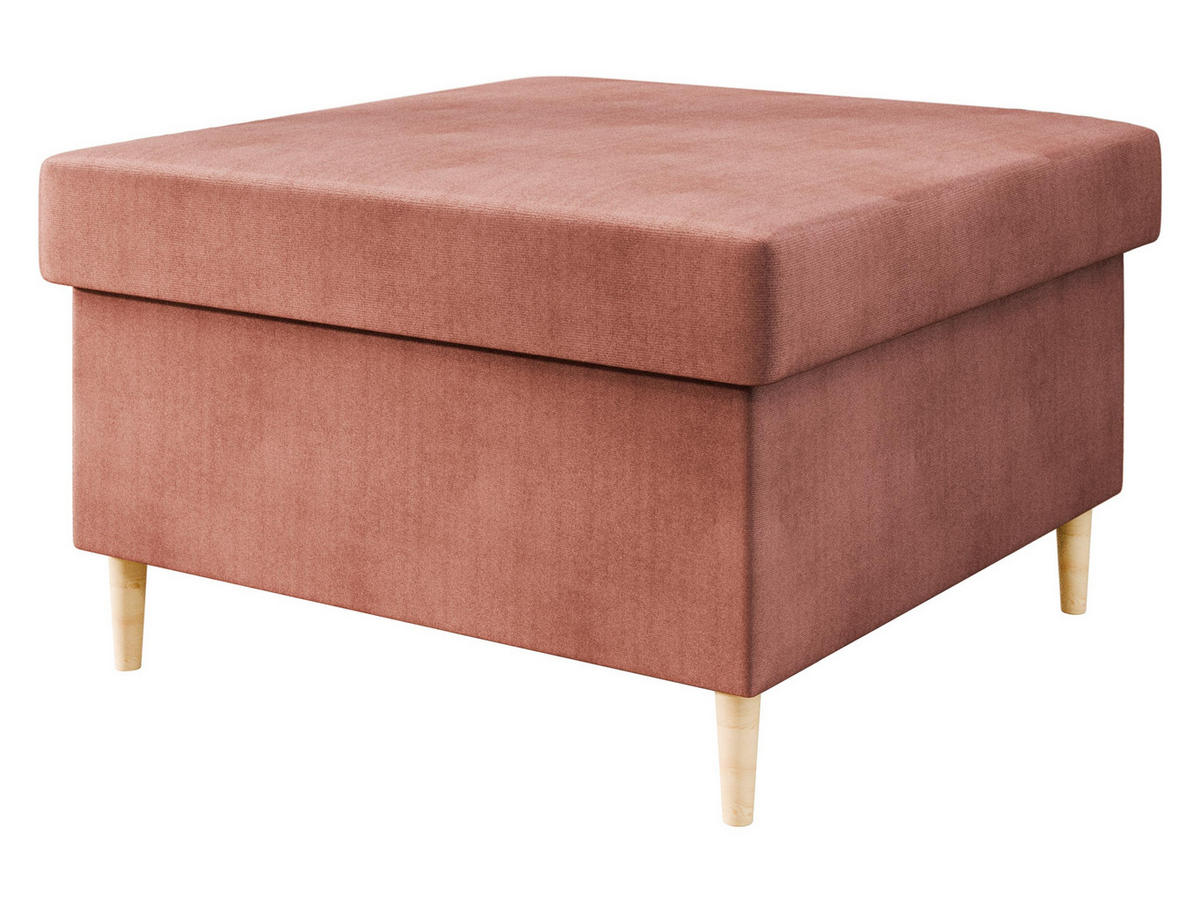 POLSTERHOCEKR Zako P - Dunkelrosa/Naturfarben, Holz/Textil (70/43/70cm) - MIRJAN24