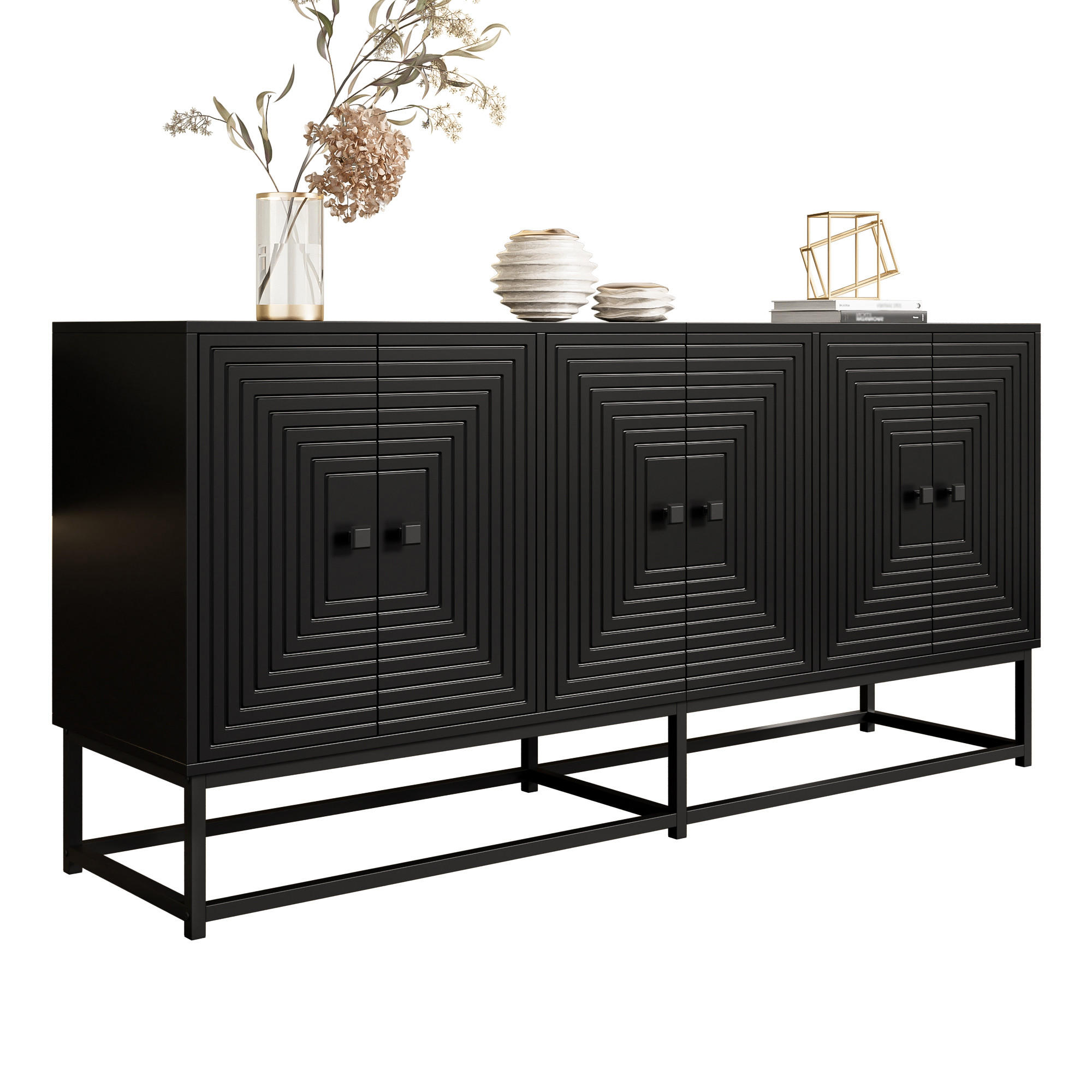 AUFBEWAHRUNGSSCHRANK 3 Doppeltüren Schwarz Stauraum Matt - Schwarz, Holzwerkstoff (38/75.5/160cm) - FLIEKS