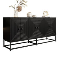 AUFBEWAHRUNGSSCHRANK 3 Doppeltüren Schwarz Stauraum Matt - Schwarz, Holzwerkstoff (38/75.5/160cm) - FLIEKS