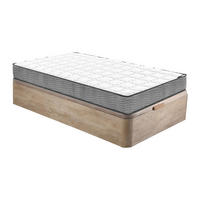 MATRATZE und Bettgestell mit Lattenrost und Bettkasten - 1 Person - stoff - naturfarben hell Kijal - Naturfarben, Holz/Holzwerkstoff (90/190cm) - Vente-Unique