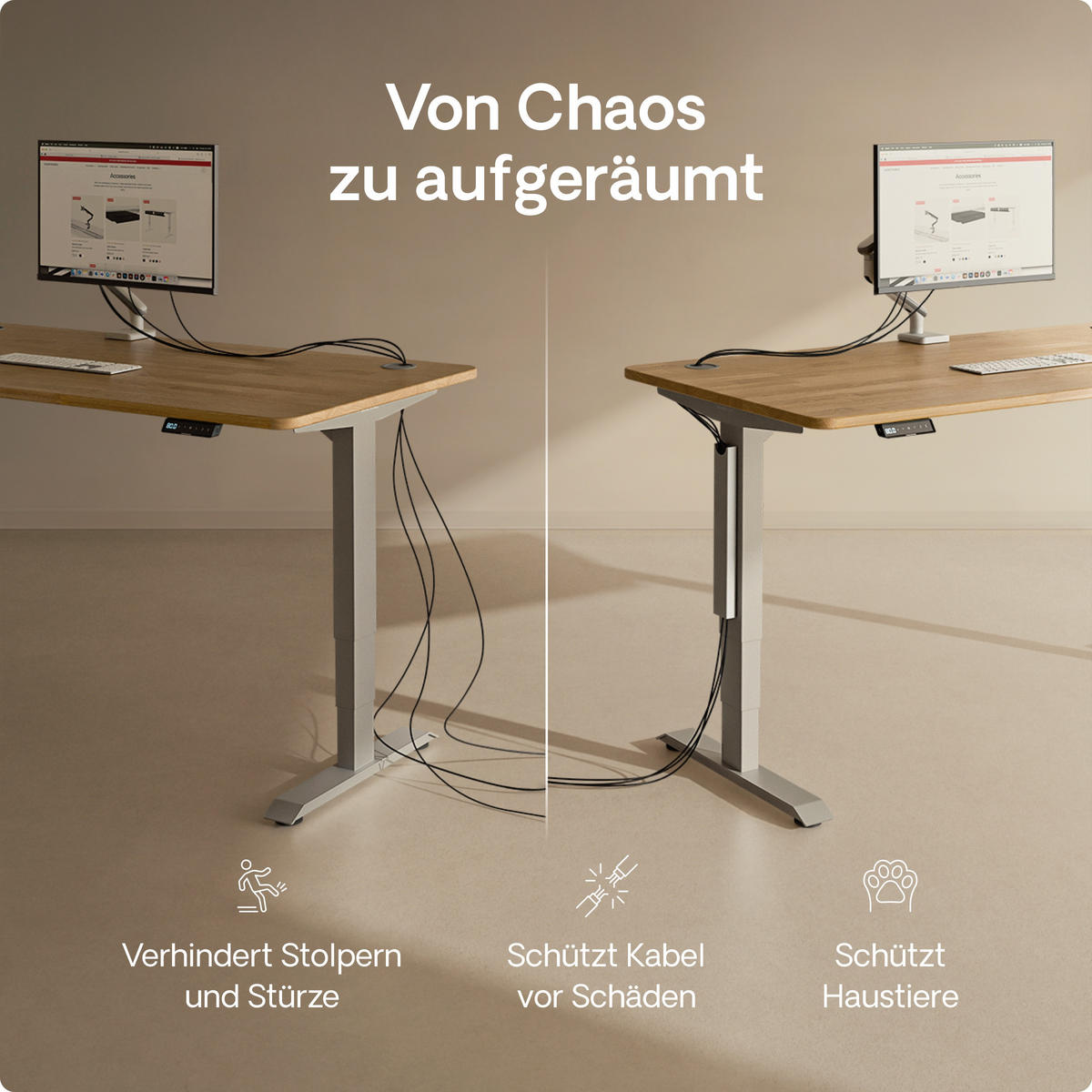 MAGNETISCHER Kabelkanal Schreibtisch Grau, 37x5x2,5cm - Grau, Metall (37/5/2.5cm) - Desktronic
