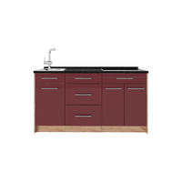 KUCHYNSKÝ BLOK Fame-Line, Bordeaux vysoký lesk, 150 cm, AP Antracit - bordová/dub medový, kompozitné drevo (150/82/60cm) - Vicco