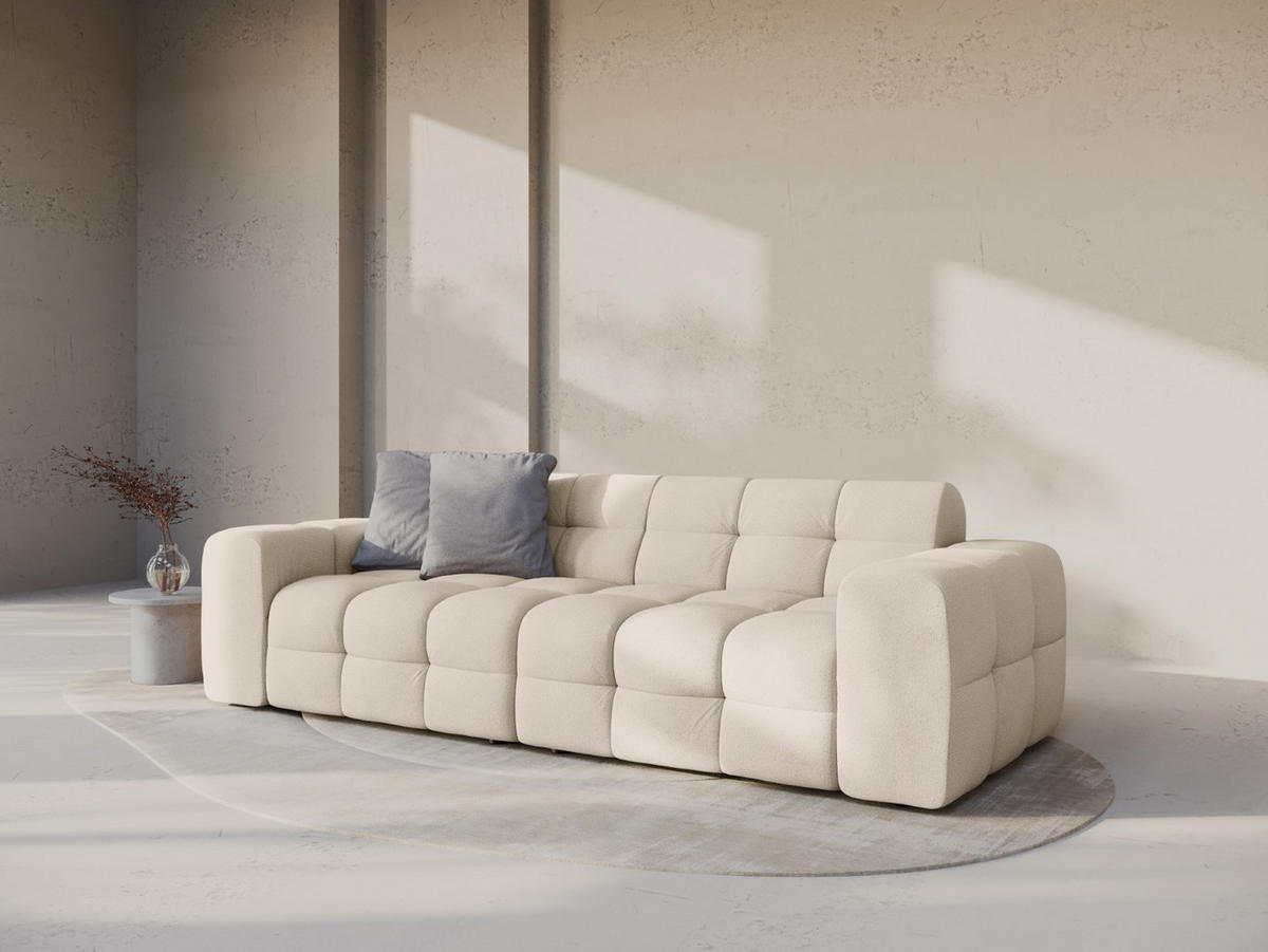SOFA Kendal aus strukturiertem Stoff beige 4 Sitzplätze - Beige, Textil (255/79/103cm) - Micadoni