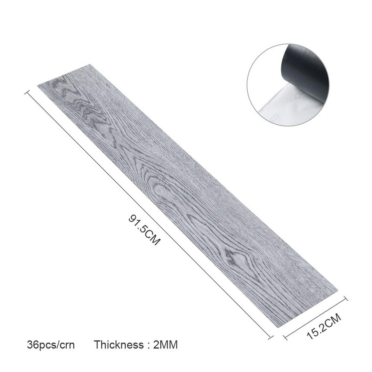 VINYLBODEN 5m²/36-TLG. selbstklebend PVC - Grau, Kunststoff (0.2/91.5/15.2cm) - Livingandhome